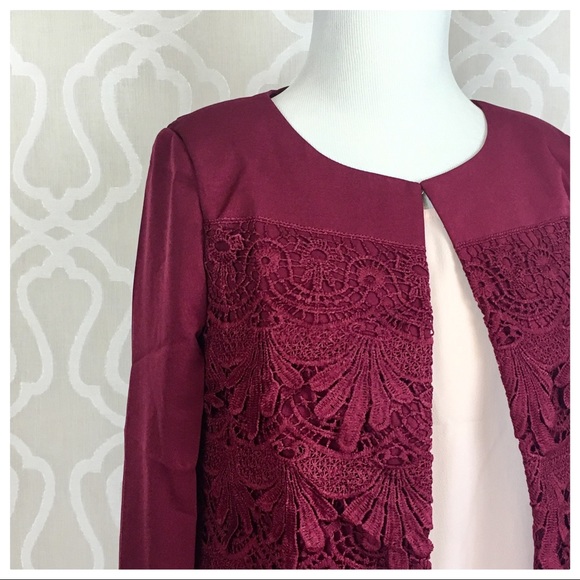 Burgundy Plum Crochet Blazer - Picture 5 of 6
